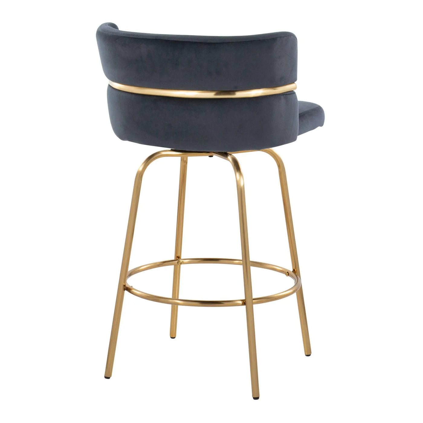 Cinch - Glam / Art Deco Fixed Height Counter Stool With Swivel With Round Footrest (Set of 2) by HouseOfZazla