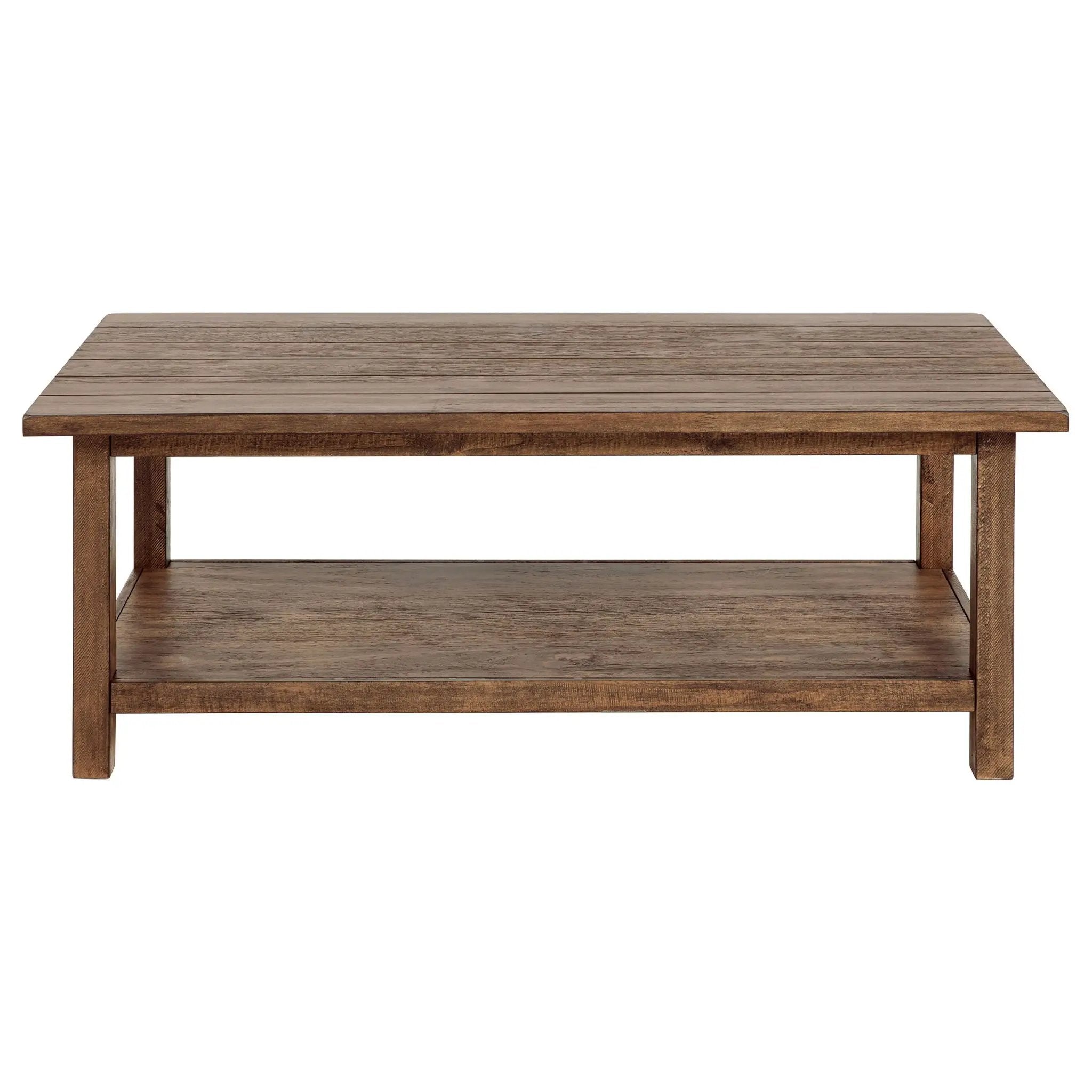 Payne Wood Coffee Table with Shelf Distressed Brown by Unique Piece Furniture