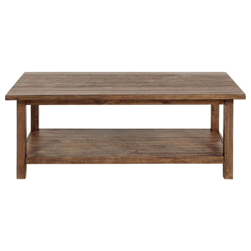 Payne Wood Coffee Table with Shelf Distressed Brown by Unique Piece Furniture