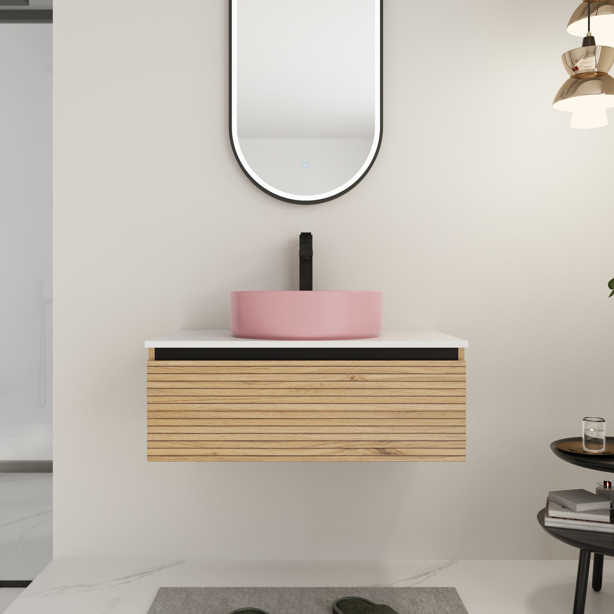 30" Wall-Mounted Bathroom Vanity with Art Ceramic Sink by HouseOfZazla