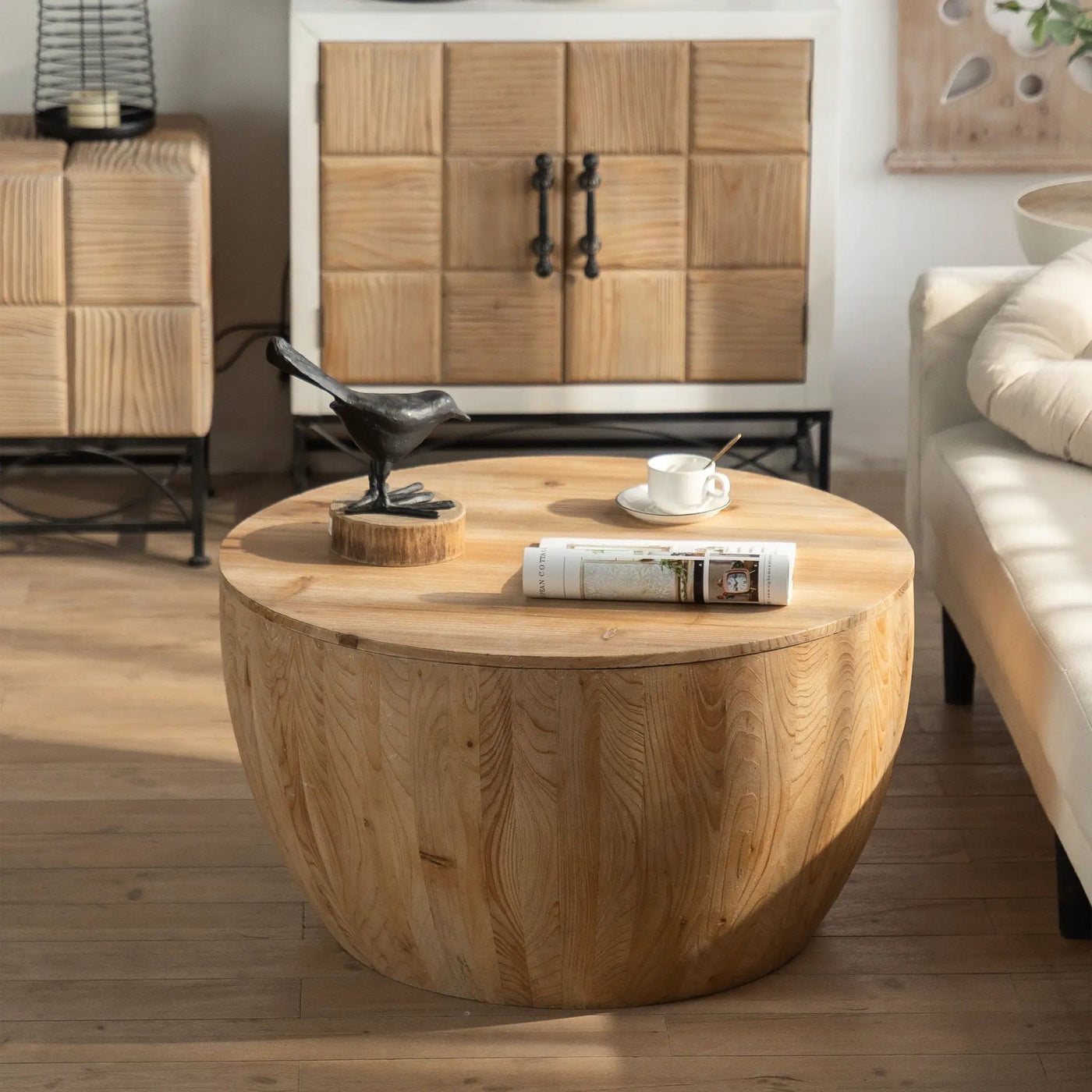 Vintage Style Barrel Coffee Table With Storage by HouseOfZazla