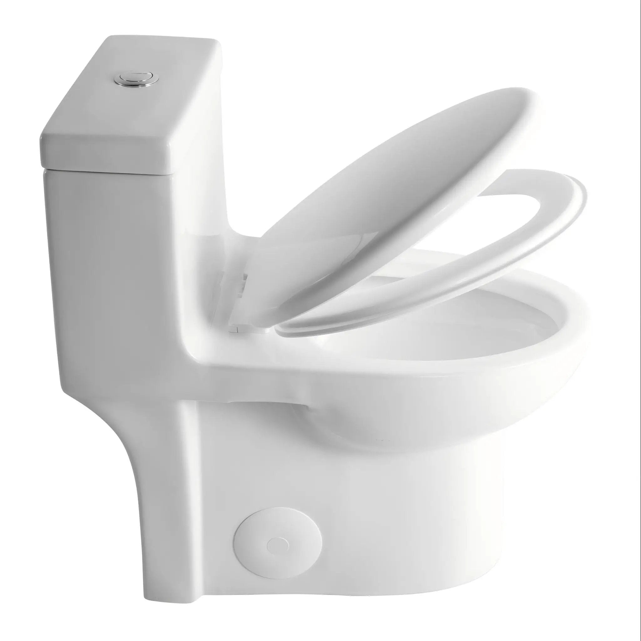 Gloss Tornado Flush 1 Piece Toilet With Soft Closing Seat, Water Saving Dual Flush - Gloss White by HouseOfZazla