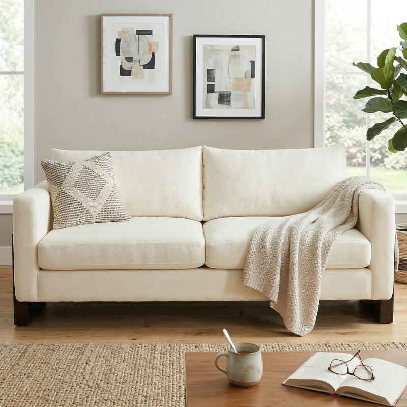 Modern Sofa Couch Stylish 3-Seater Sofa with Rubberwood Legs by HouseOfZazla