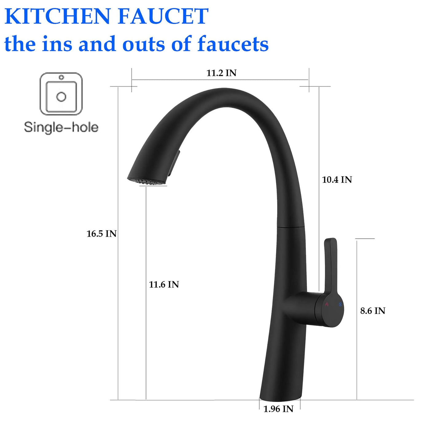 Elegant Single Handle Stainless Steel Pull Out Kitchen Faucet With High Arch Spout by HouseOfZazla