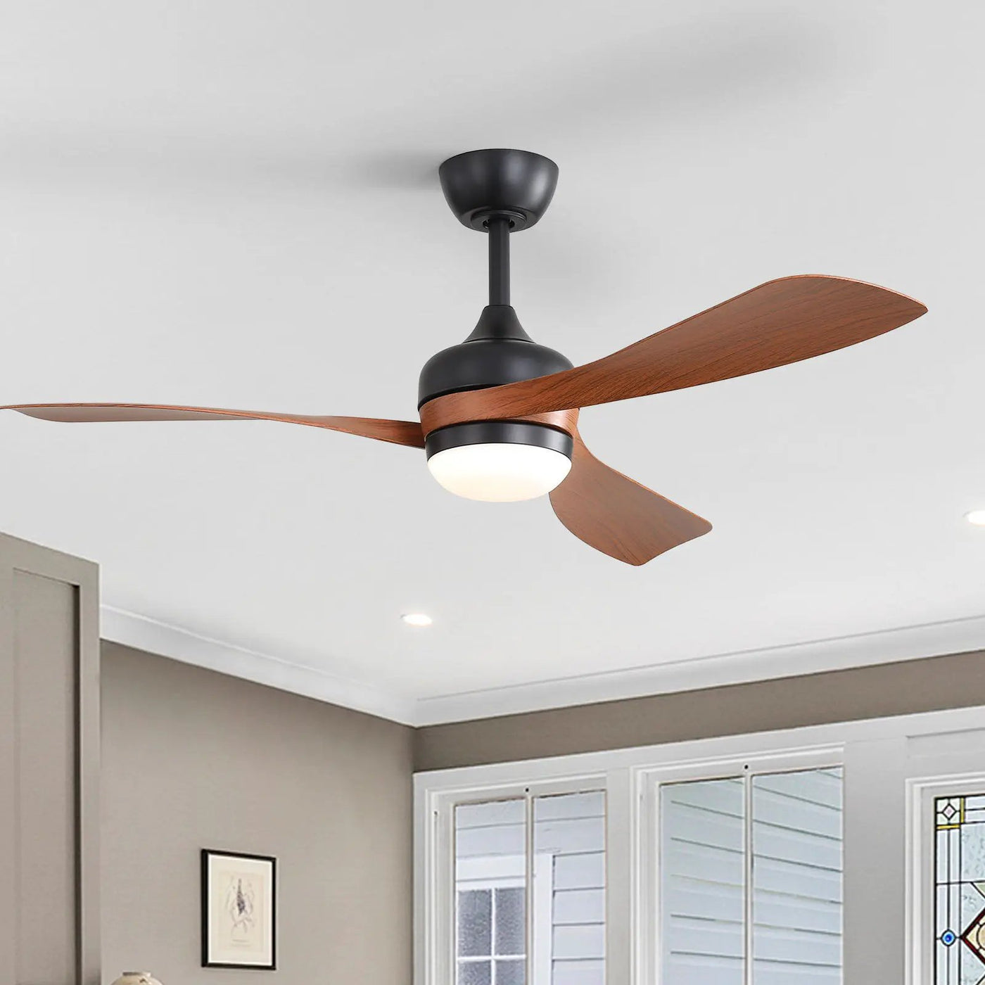 Ceiling Fan With 3 Blades, Remote Control, Reversible DC Motor, Noiseless Operation, 3 Downrods by HouseOfZazla