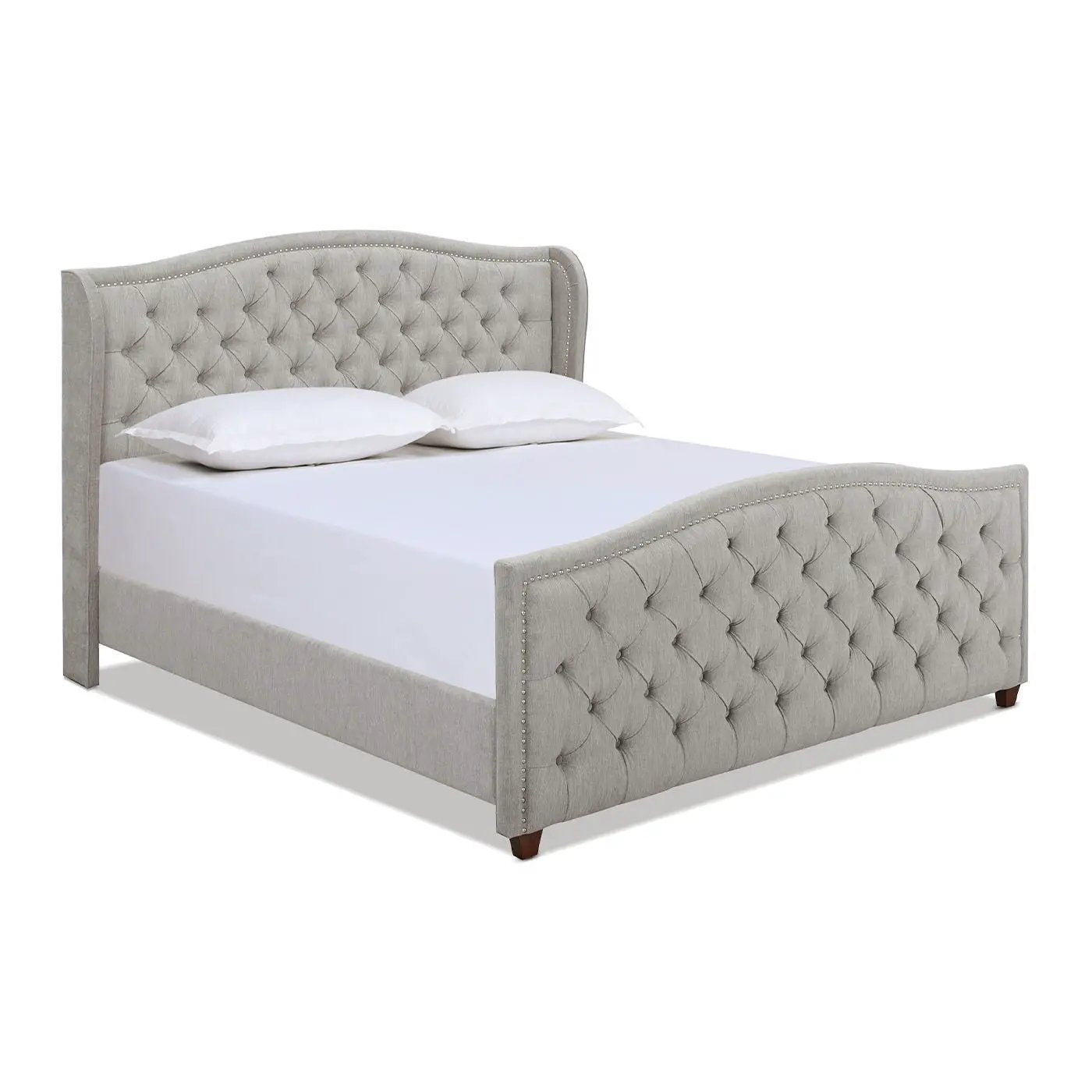 Marcella - Upholstered Shelter Headboard Bed Set by HouseOfZazla