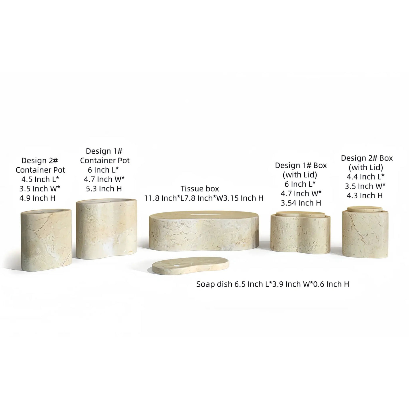 Elegant Natural Marble Bathroom Accessories Set by HouseOfZazla