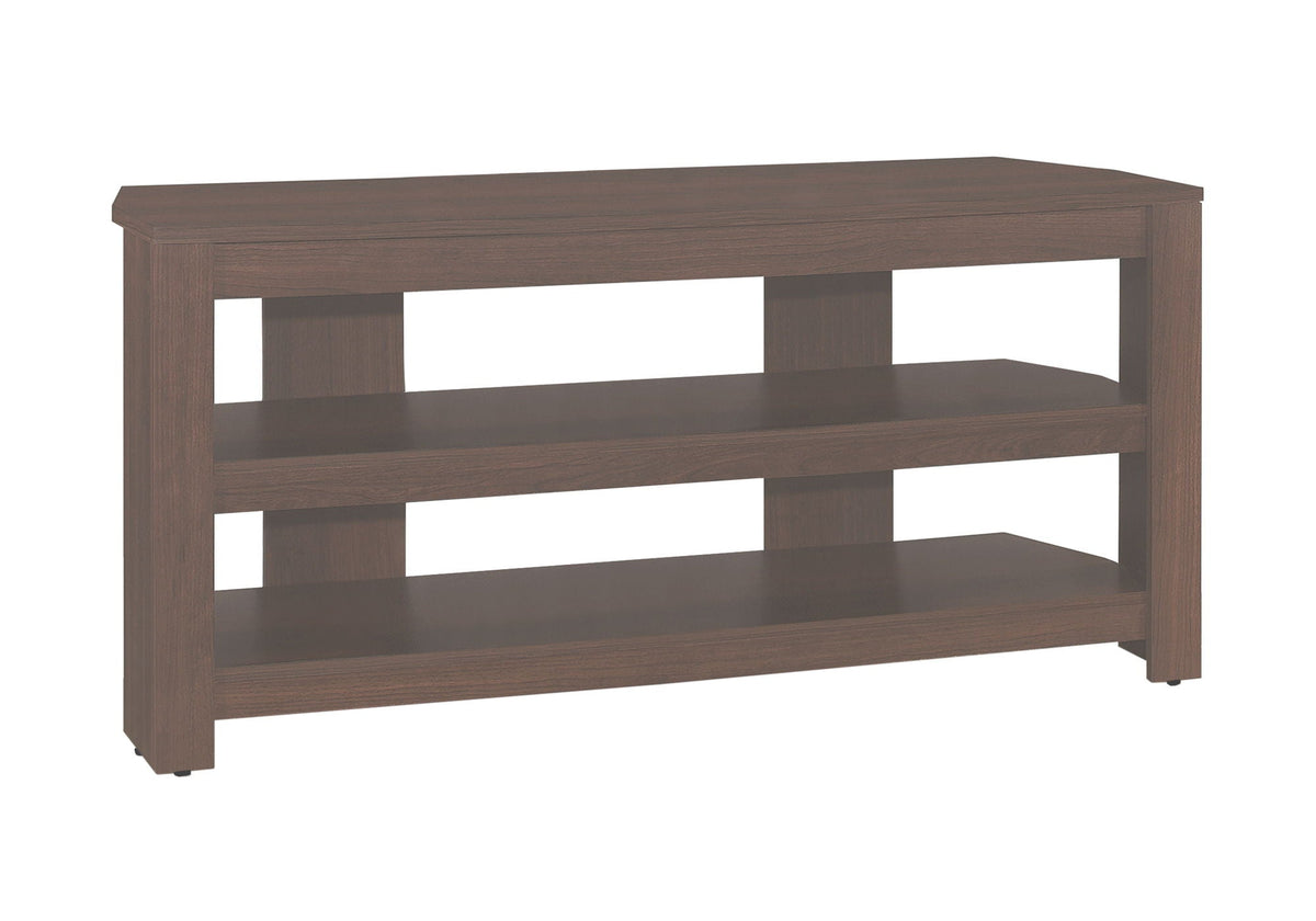 Cherry Wood TV Stand Console with Storage Shelves - Dark Brown, photo 3 of 4