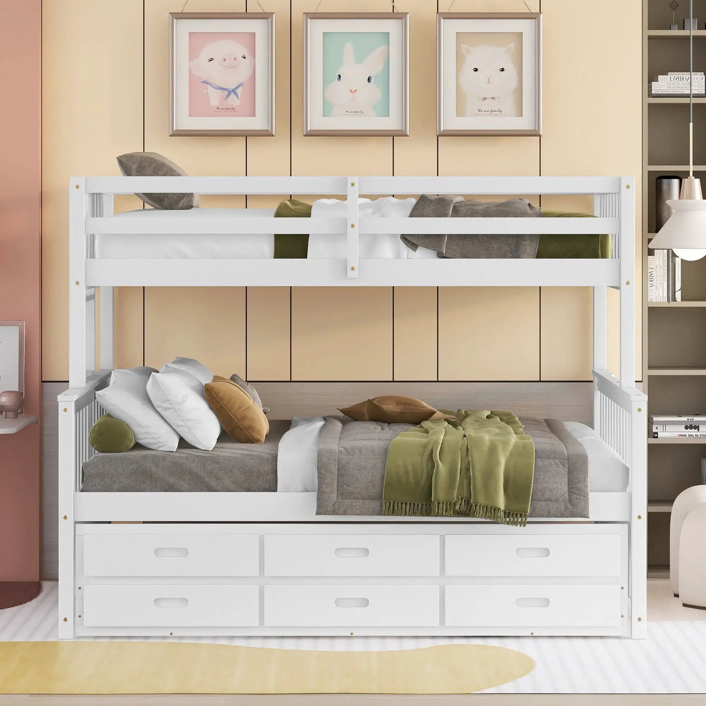 Bunk Bed With Twin Size Trundle And Drawers by Unique Piece Furniture