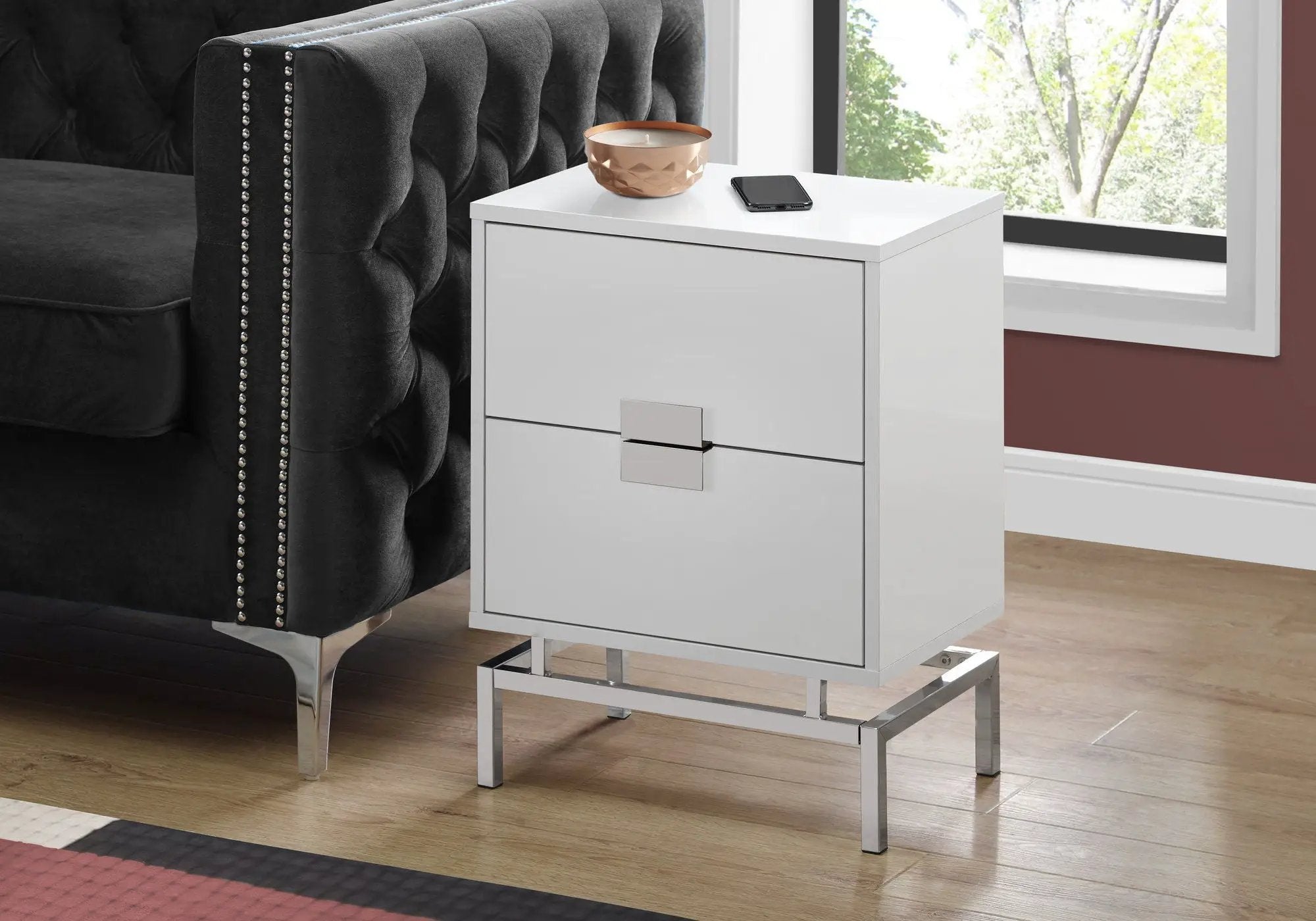 Accent Side Table, Storage Drawer, Modern Design by Unique Piece Furniture