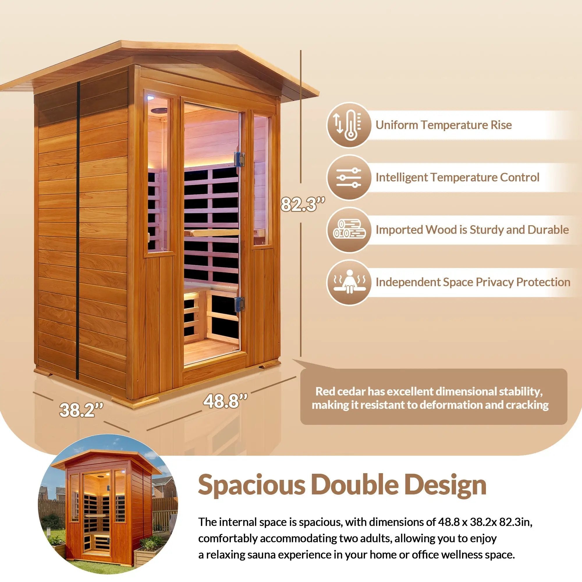 Outdoor Double Red Cedar Far Infrared Sauna Room by HouseOfZazla