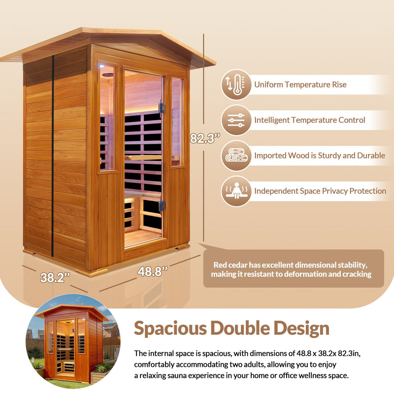 Outdoor Double Red Cedar Far Infrared Sauna Room by HouseOfZazla