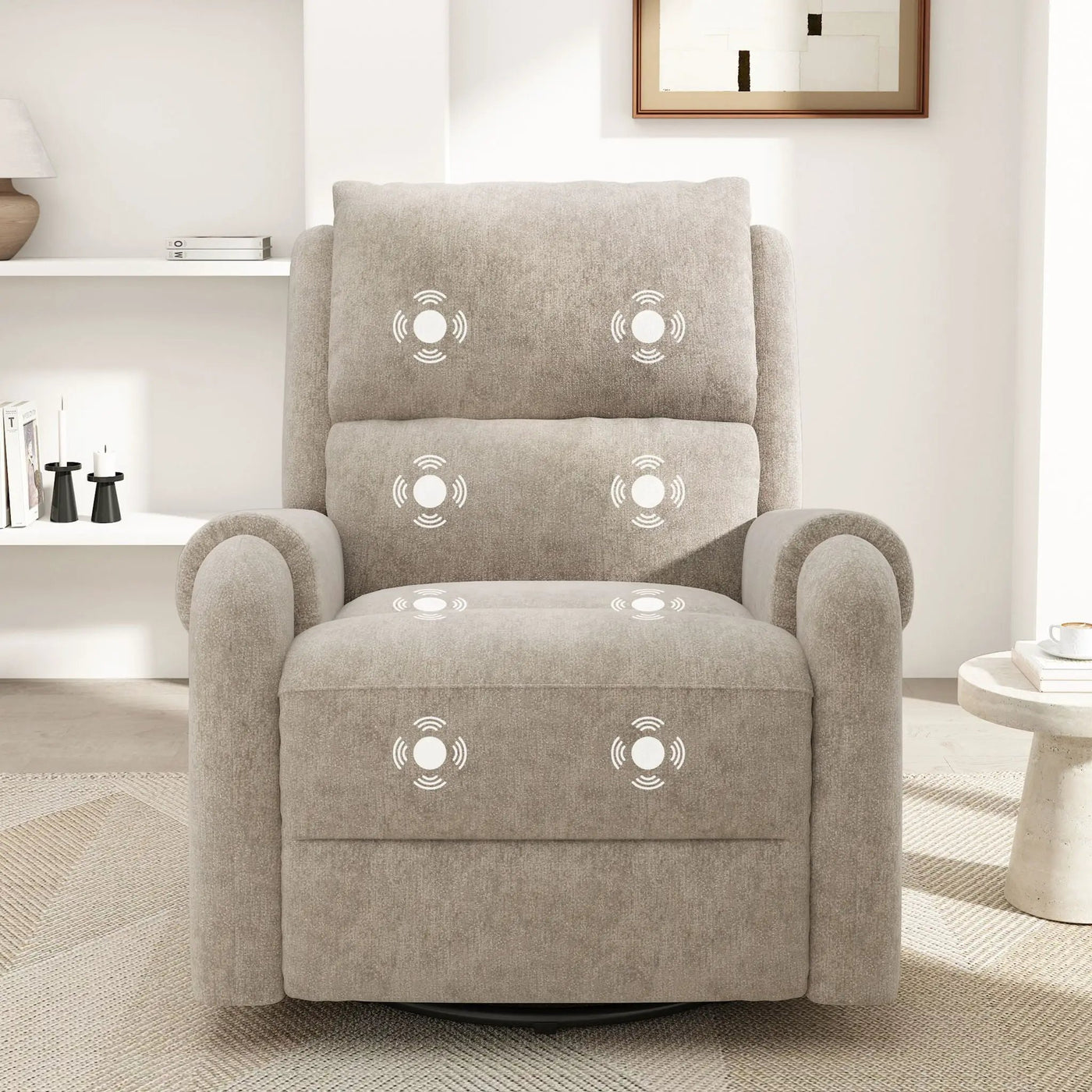 Manual Recliner Massage Chair With Swivel Rocker, 8 Massage Modes, Side Storage Pocket by Unique Piece Furniture