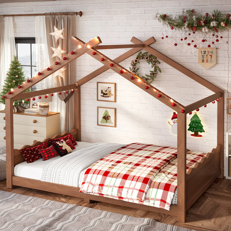 Full House Floor Bed with Support Slats - Deep Natural, photo 2 of 10