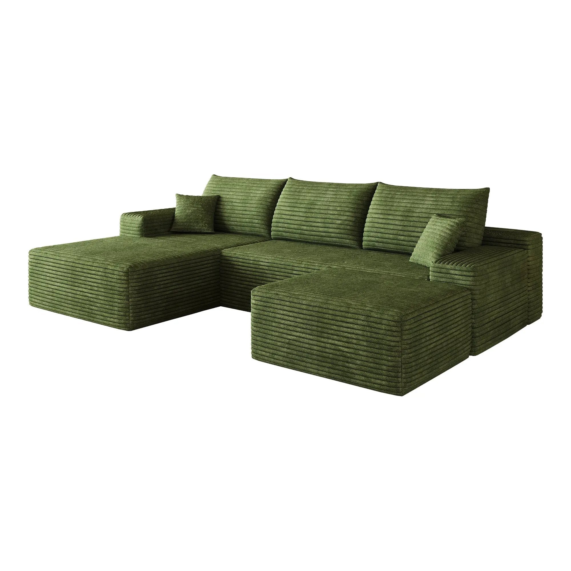 107" Cloud Sectional Sofa with 1 Ottoman by HouseOfZazla