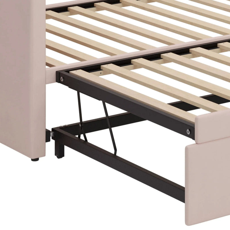 Daybed With Pop Up Trundle, Upholstered Sofa Bed by HouseOfZazla