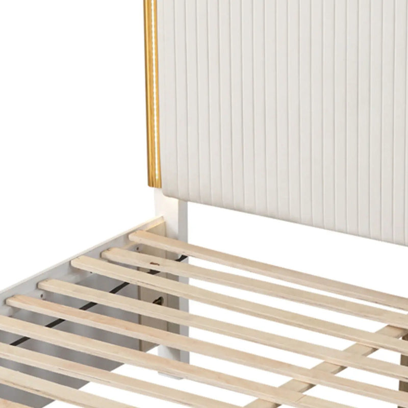 Obsession - Queen Size Bed With LED Headboard And Footboard Storage Drawer - White by HouseOfZazla