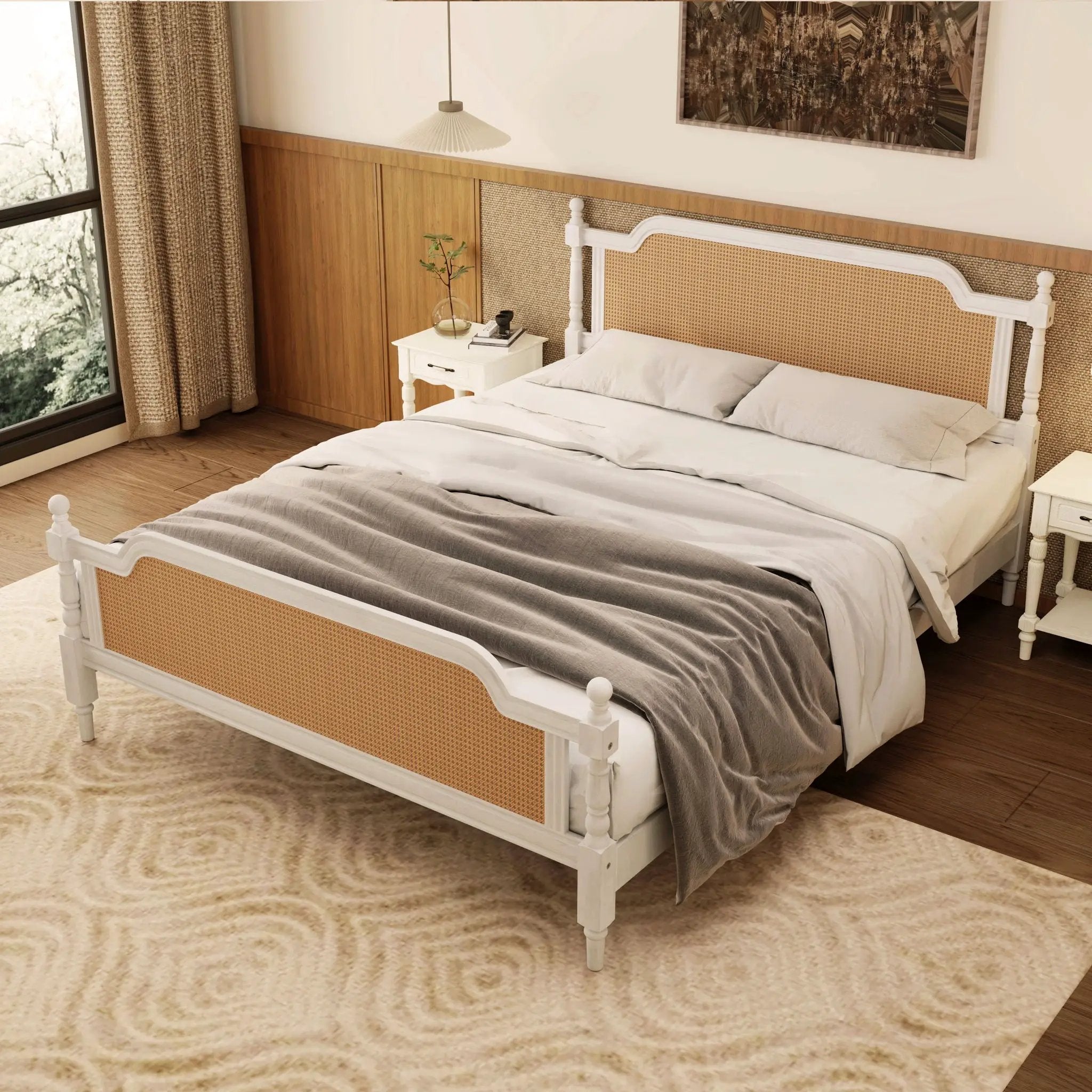 Traditional Style Rattan Bed Frame, No Box Spring Needed by Unique Piece Furniture