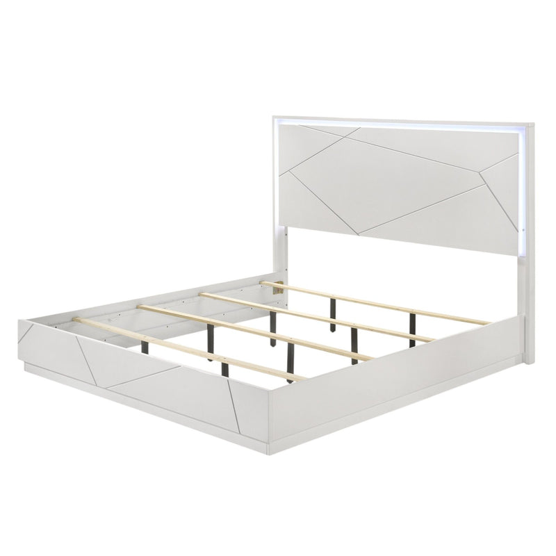 Esther - Queen Bed With LED - Silver / White by HouseOfZazla