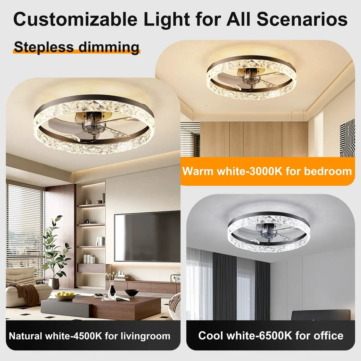 19.7" Ceiling Fan with Dimmable LED Light and Remote & App Control by HouseOfZazla