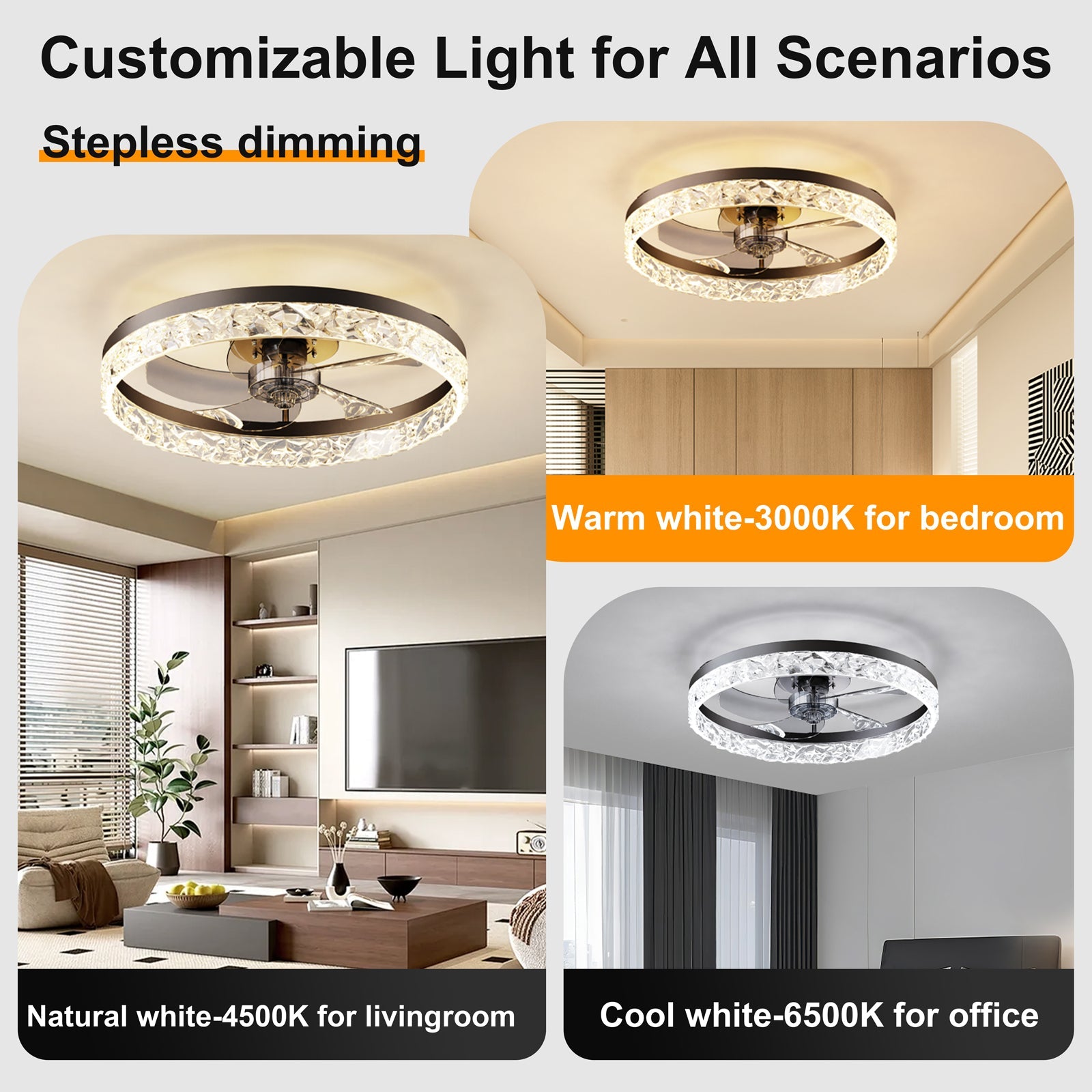 19.7" Ceiling Fan with Dimmable LED Light and Remote & App Control by HouseOfZazla