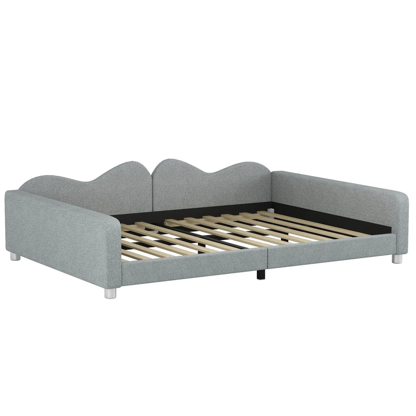 Upholstered Daybed, Sherpa Fabric Sofabed With Cloud-Shaped Backrest by HouseOfZazla