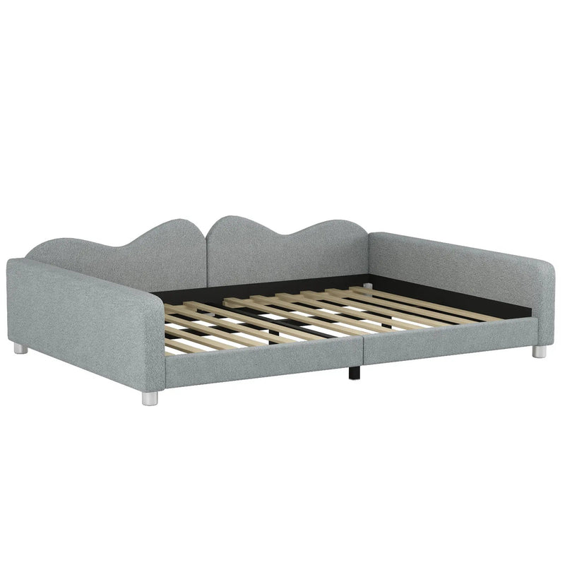 Upholstered Daybed, Sherpa Fabric Sofabed With Cloud-Shaped Backrest by Unique Piece Furniture