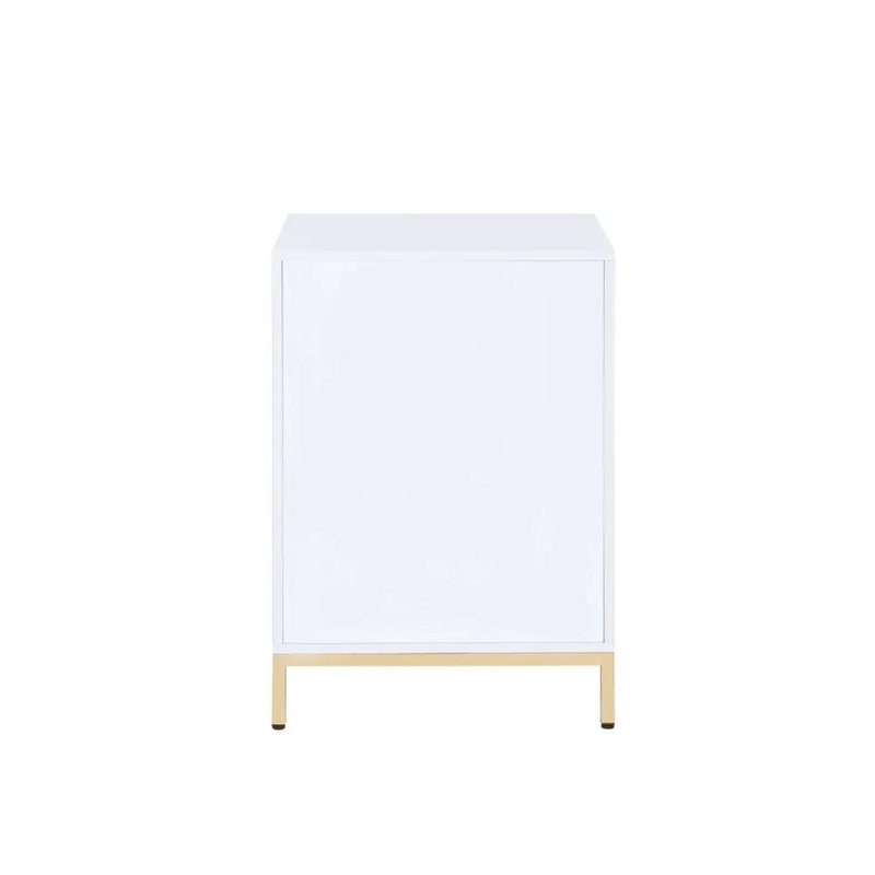 Ottey - Cabinet - White High Gloss & Gold by Unique Piece Furniture