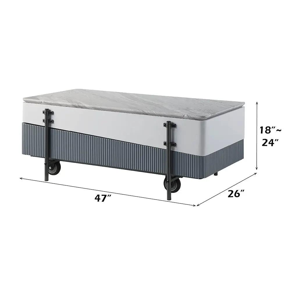 Wilkins - Coffee Table With Lift Top - Gray & White High Gloss by Unique Piece Furniture