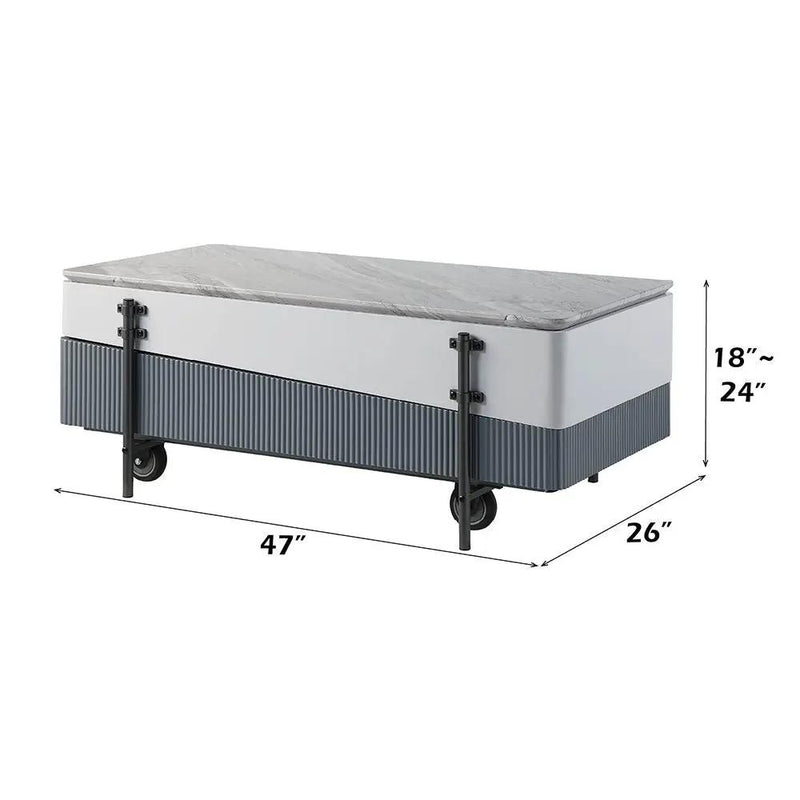 Wilkins - Coffee Table With Lift Top - Gray & White High Gloss by Unique Piece Furniture