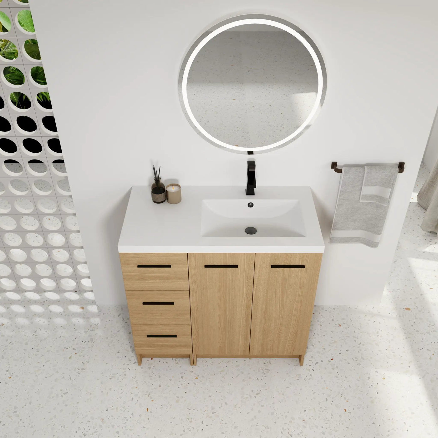 Wall Mounted Floating Bathroom Vanity With Sink, Door & Drawers Modular Cabinet by Unique Piece Furniture