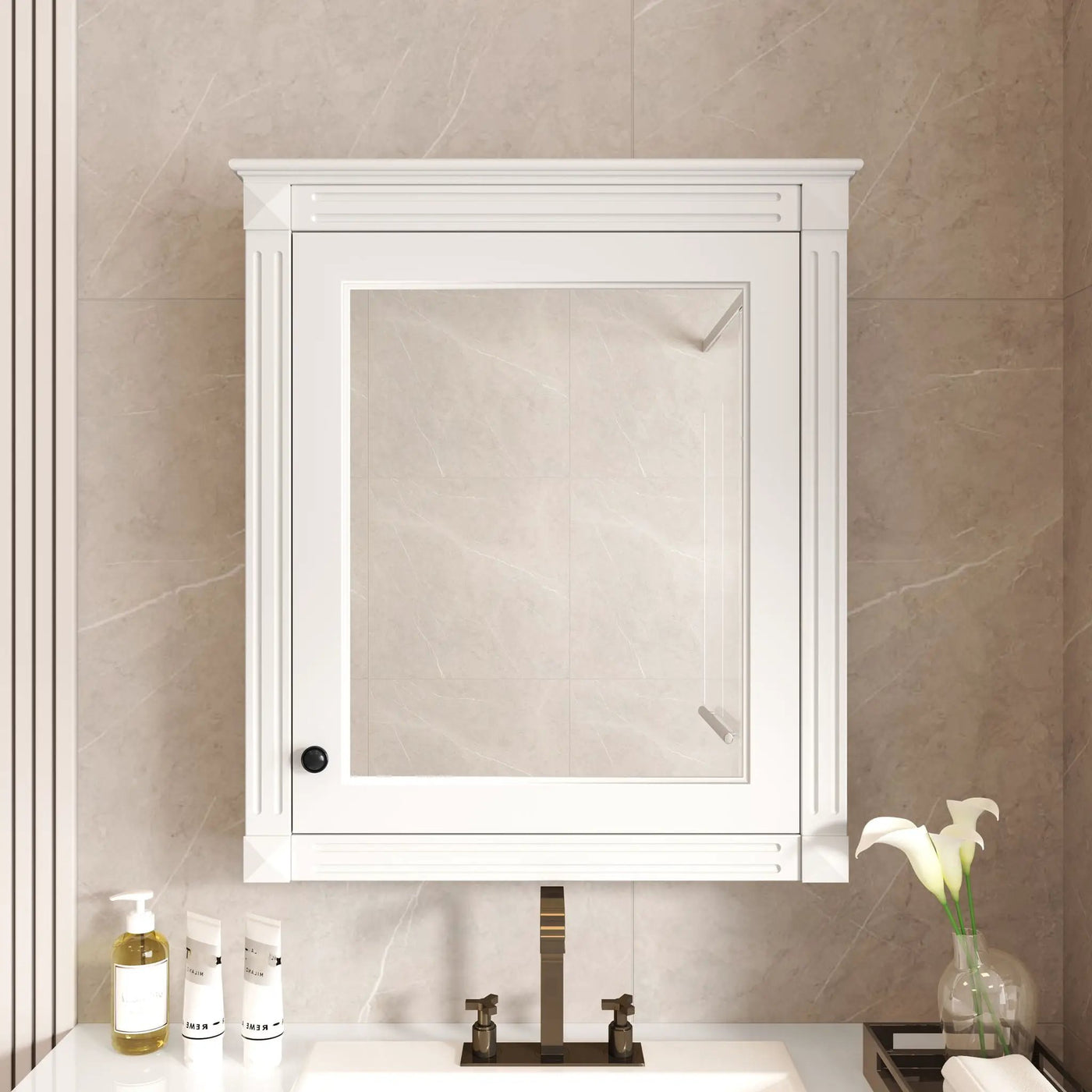 Wall Mounted Bathroom Storage Cabinet With Mirror, Medicine Cabinet With Height Adjustable Shelf by HouseOfZazla