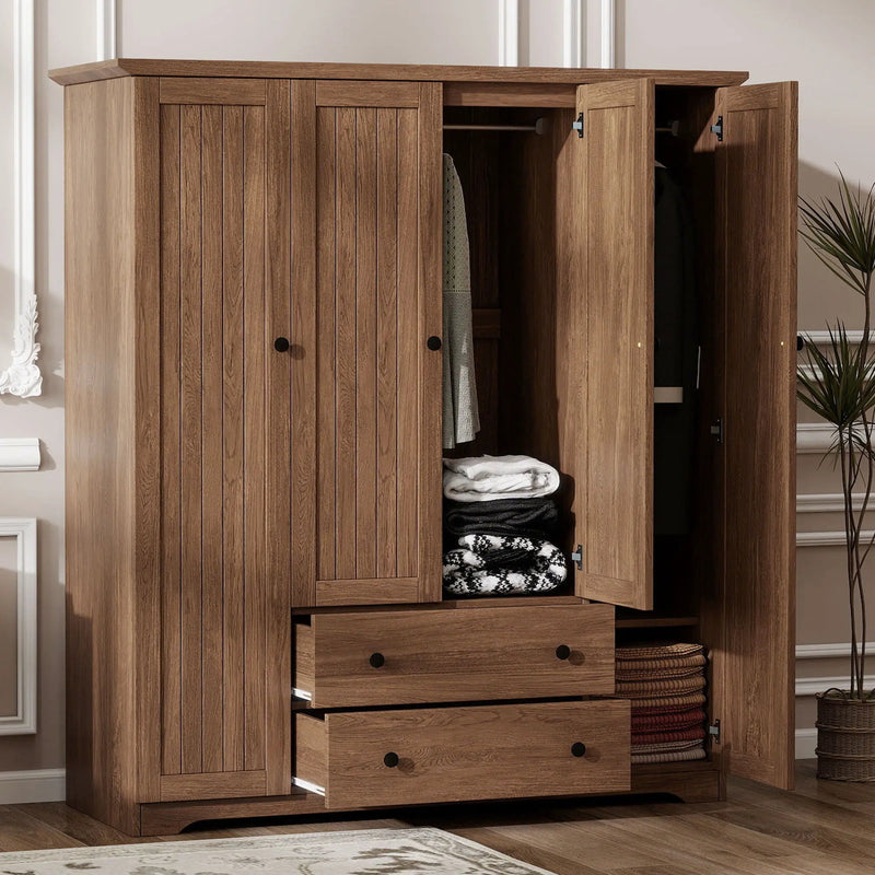 4 Door Wardrobe Armoire With 2 Drawers by Unique Piece Furniture