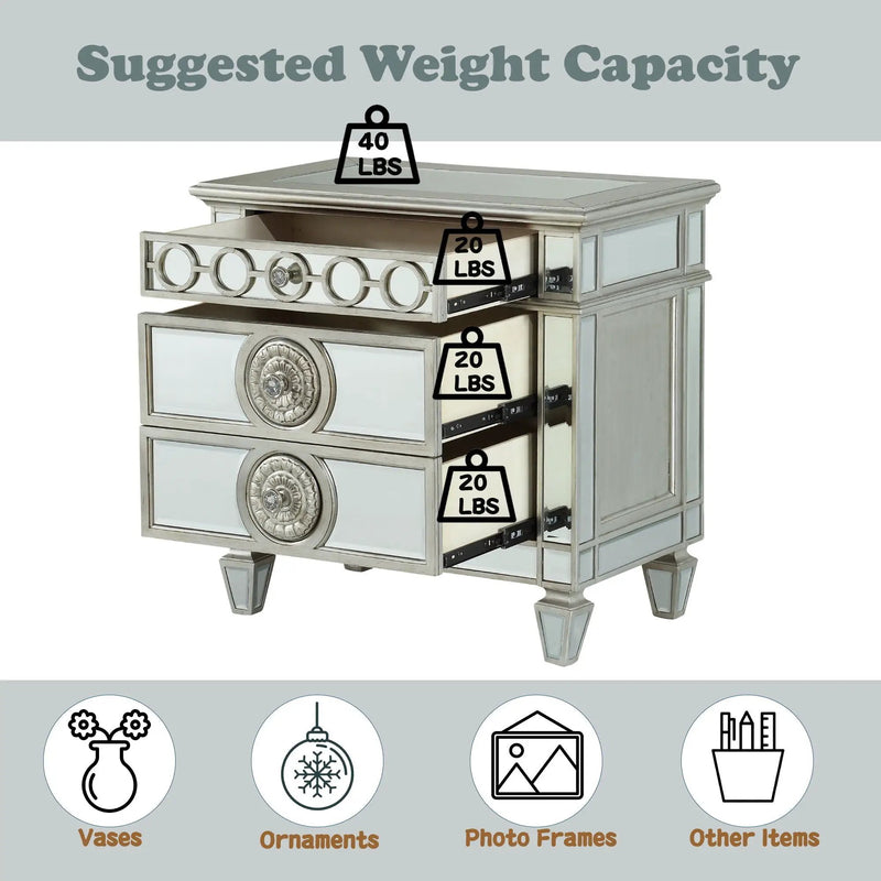 Varian - Mirrored Nightstand - Silver by HouseOfZazla