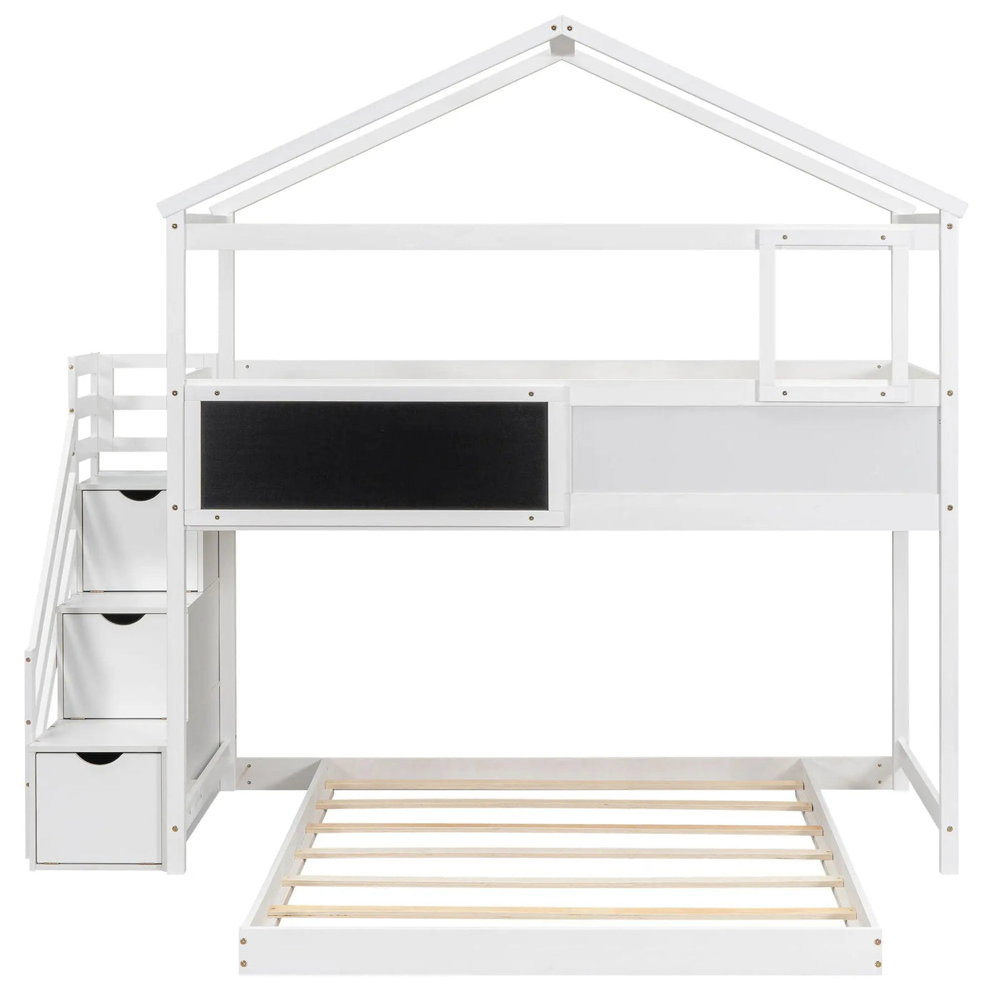 House Style Bunk Bed With Storage Staircase And board by HouseOfZazla