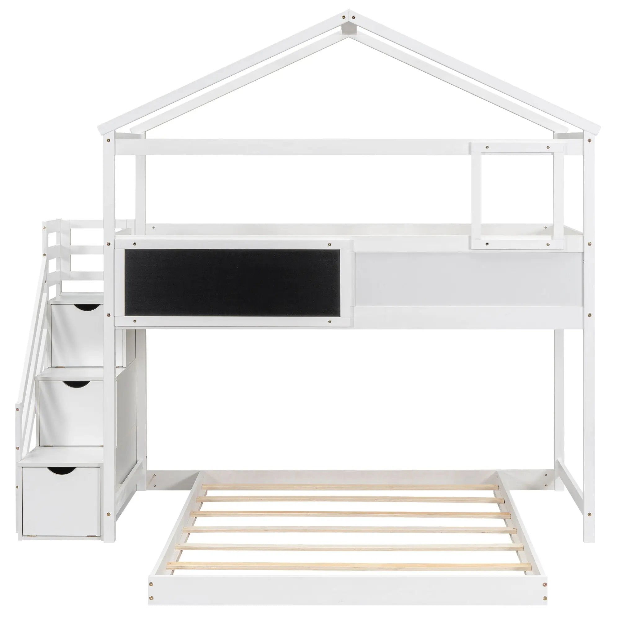 House Style Bunk Bed With Storage Staircase And board by Unique Piece Furniture