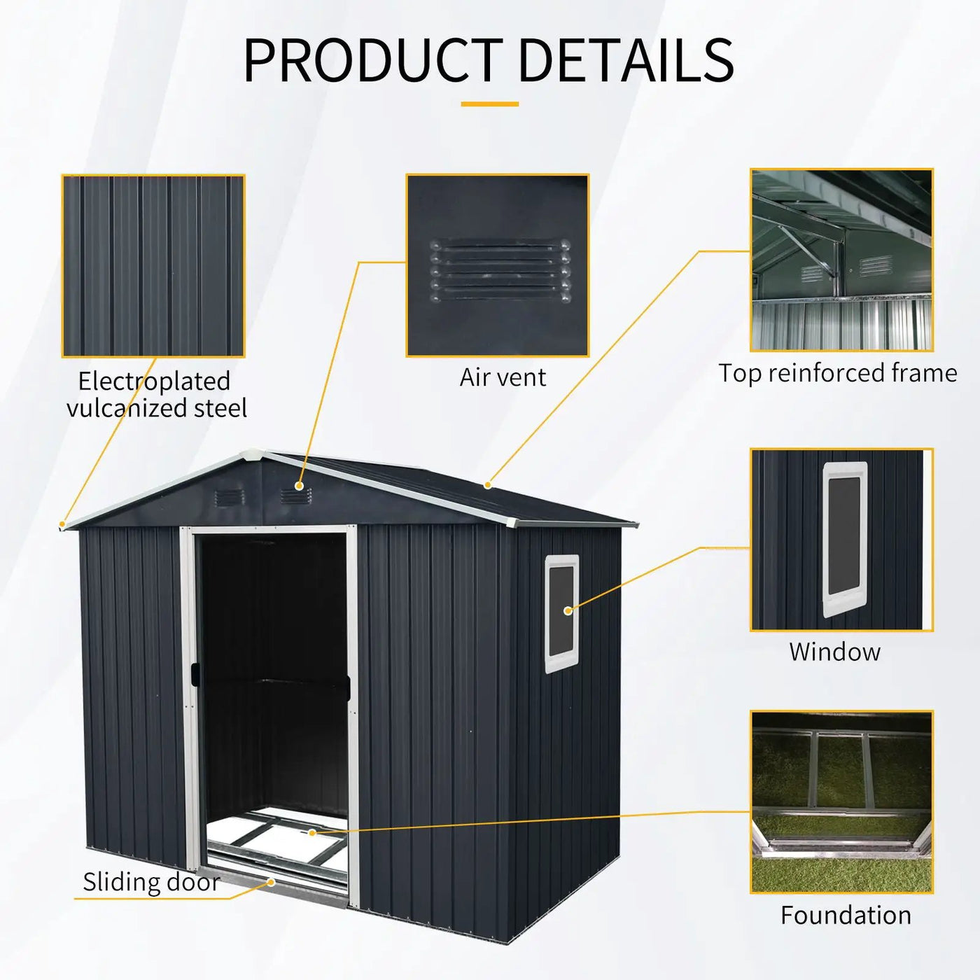 8Ft X 4Ft Outdoor Metal Storage Shed With Window And Metal Foundation For Backyard, Patio, Lawn by HouseOfZazla
