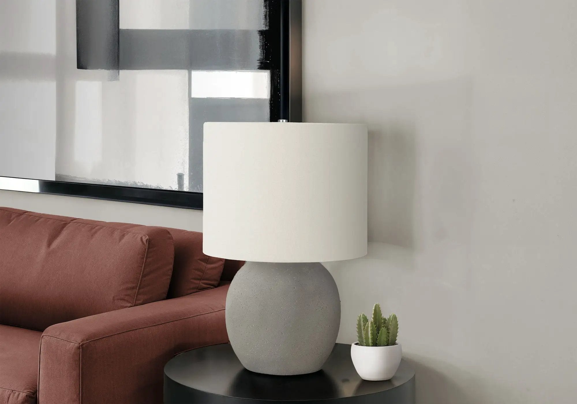 Lighting, Table Lamp, Concrete, Contemporary - Gray / Cream by HouseOfZazla