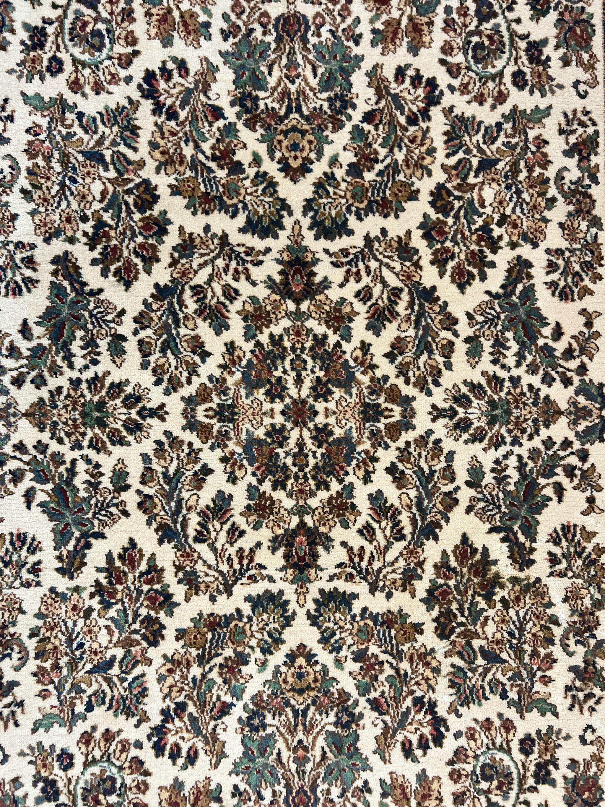 Karastan Rug 5.9 x 9, Ivory Sarouk #760, Wool Vintage Original Collection 700 Series by Jewel Rugs