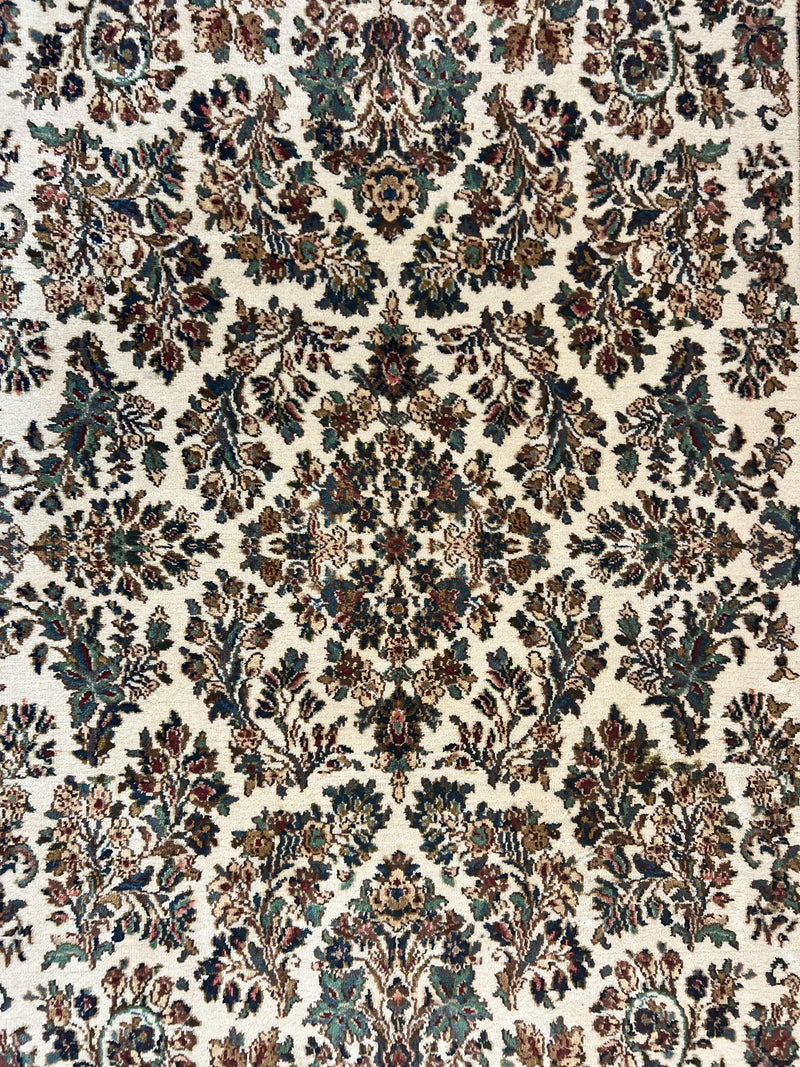 Karastan Rug 5.9 x 9, Ivory Sarouk #760, Wool Vintage Original Collection 700 Series by Jewel Rugs