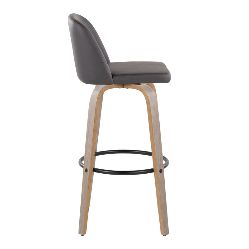 Toriano - Mid-Century Modern Fixed Height BarStool With Round Footrest (Set of 2) by Unique Piece Furniture
