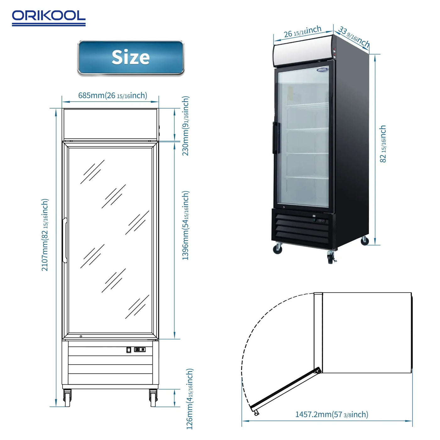 Glass Door Merchandiser Freezer Swing Door Commercial Reach-In Display Freezers With LED Top Panel Upright Freeze Storage by HouseOfZazla