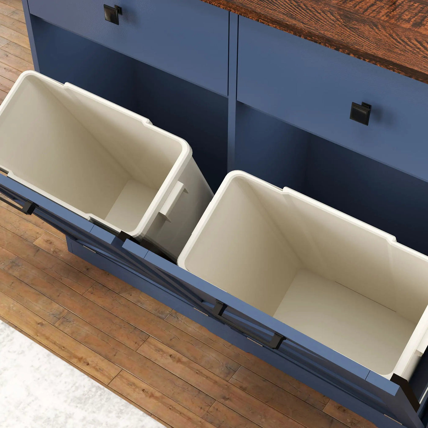 Double Tilt Out Trash Cabinet With Hideaway Drawer And Barn Door Style by HouseOfZazla