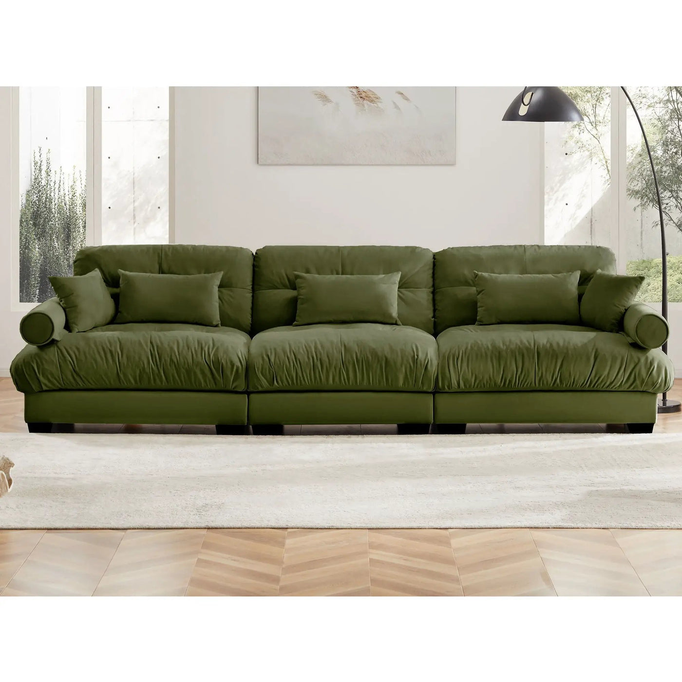 Modern Sofa With Bolstered Armrests And Pillows by HouseOfZazla