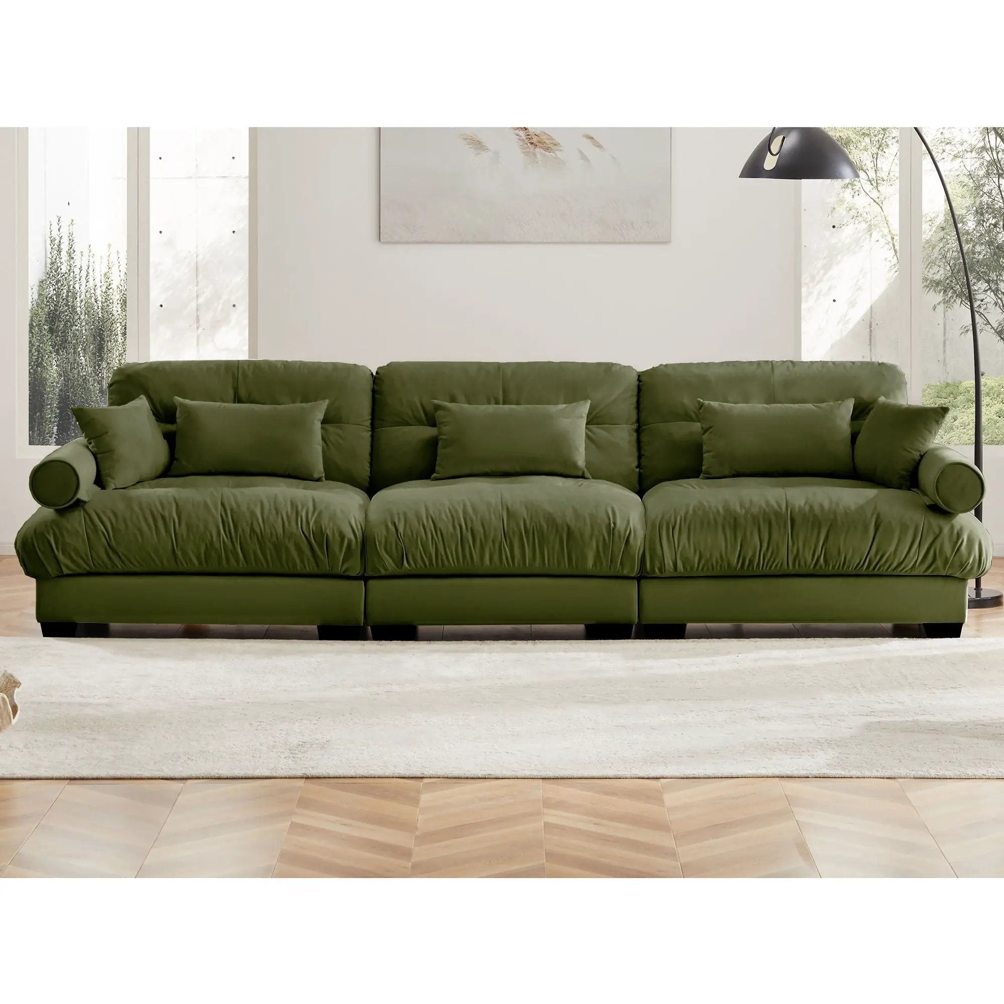 Modern Sofa With Bolstered Armrests And Pillows by Unique Piece Furniture