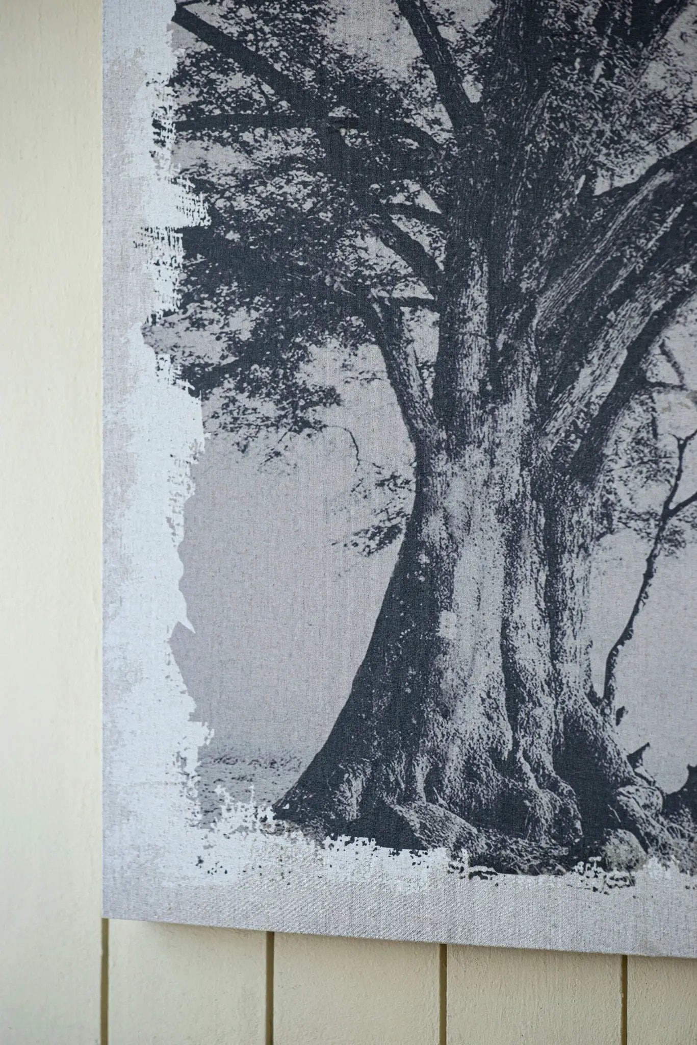 Large Arboreal Shelter Canvas Art Print, Traditional Style Floral Wall Art, Home Decor Accent Piece - Gray / White Matte by Unique Piece Furniture