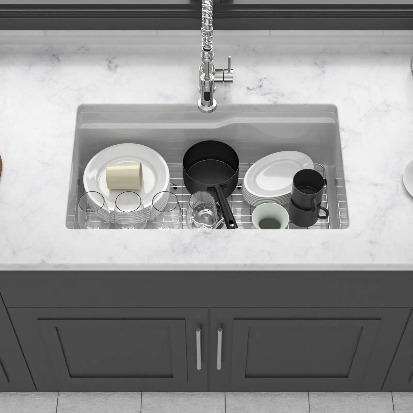 Undermount Workstation Single Bowl Porcelain Ceramic Kitchen Sink by HouseOfZazla