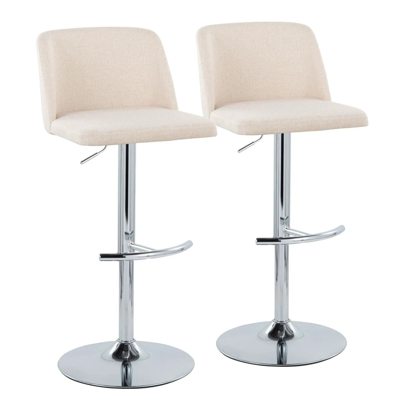 Toriano - Contemporary Adjustable Barstool With Swivel & Rounded T Footrest (Set of 2) by HouseOfZazla