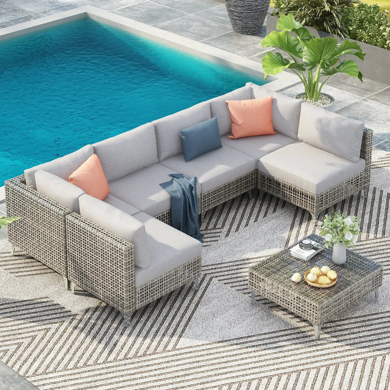 K&K 7-Piece Wicker Patio Furniture Set by HouseOfZazla