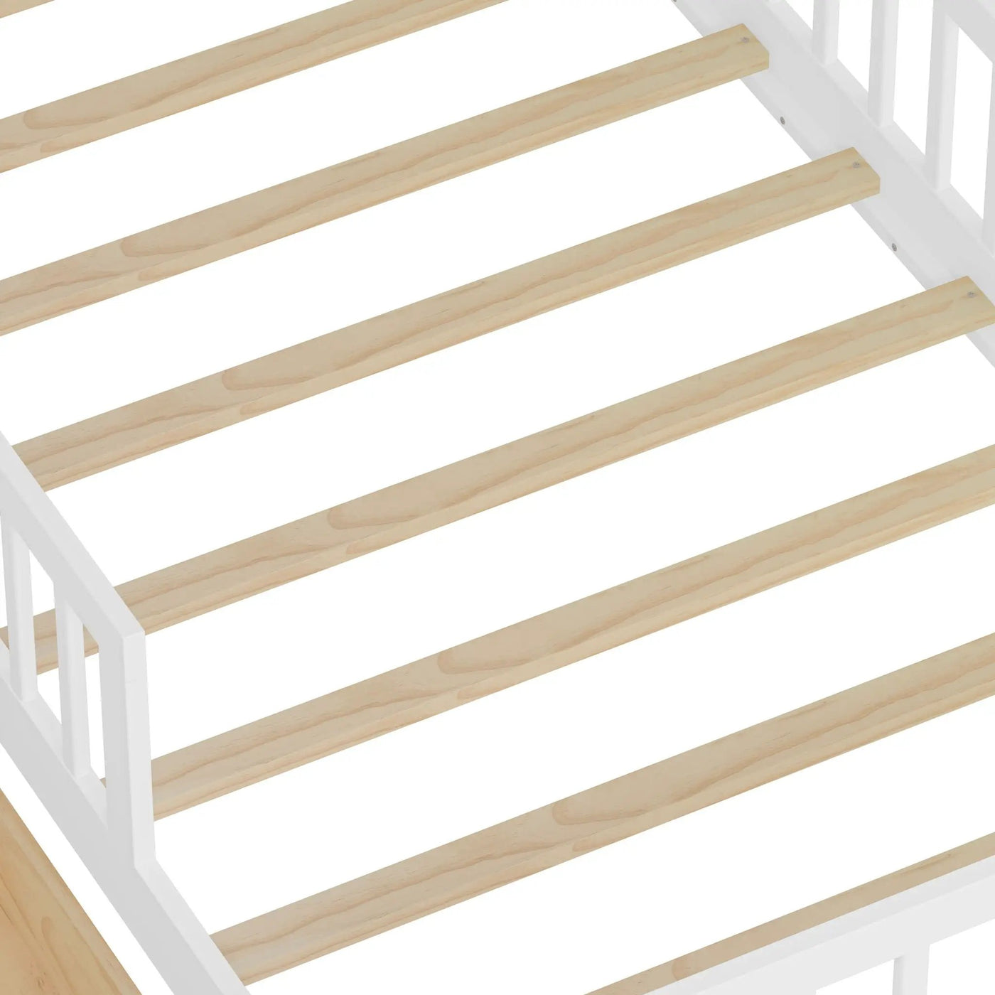 Bed With Headboard Storage Rack, 2 Under Bed Drawers, 3 Side Guardrails For Safety by HouseOfZazla
